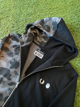Load image into Gallery viewer, BAPE x Fred Perry Black Zip Up Hoodie Size Large
