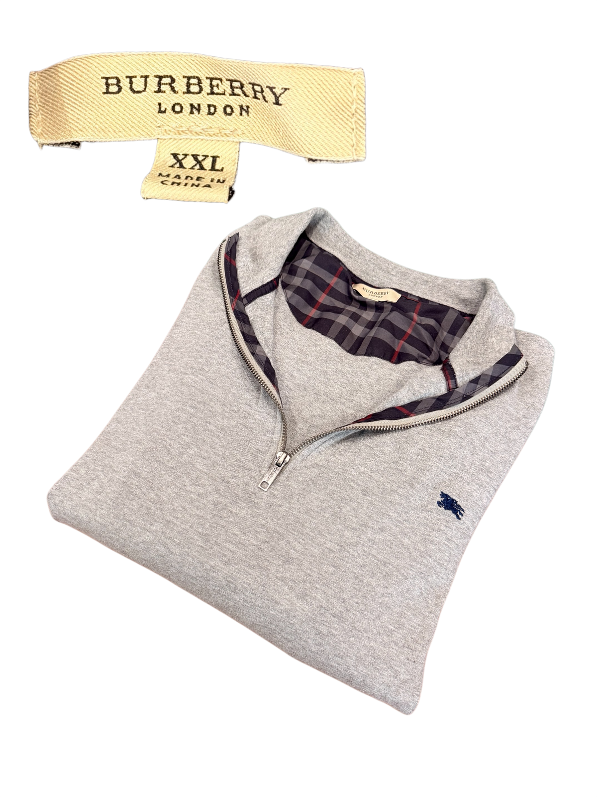 Burberry - Quarter Zip - Gray - Size XXL - Preowned -