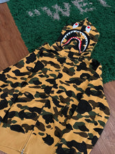Load image into Gallery viewer, BAPE - Yellow Camo Shark Full Zip Hoodie Large
