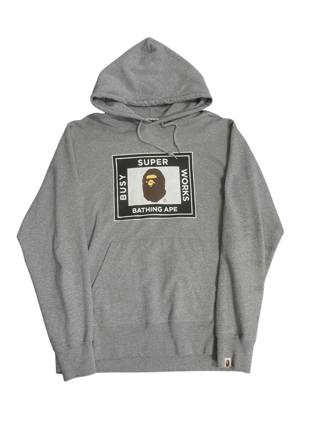 Bape Grey Super Busy Works Pullover Hoodie Size 2XL