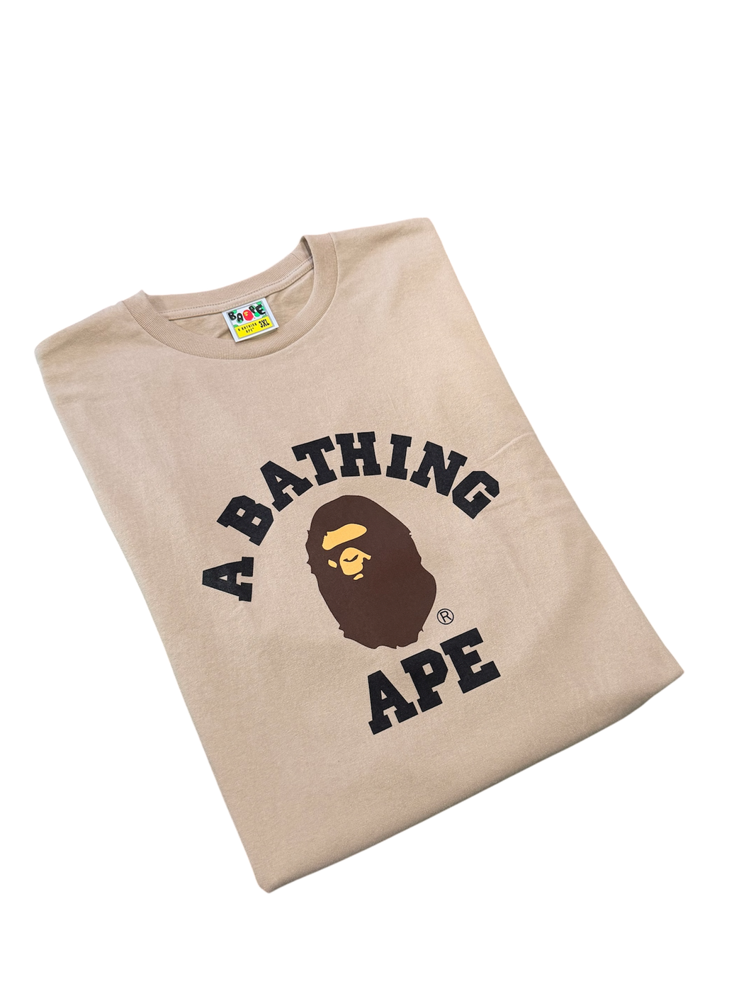 Bape Beige Brown College Logo T-Shirt Size 3XL - New