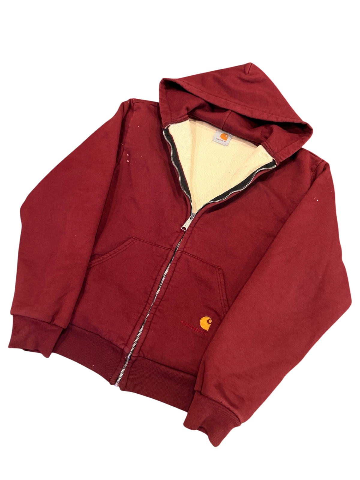 Carhartt - Vintage Thermal Zip Hoodie - Burgundy - Size M - Preowned