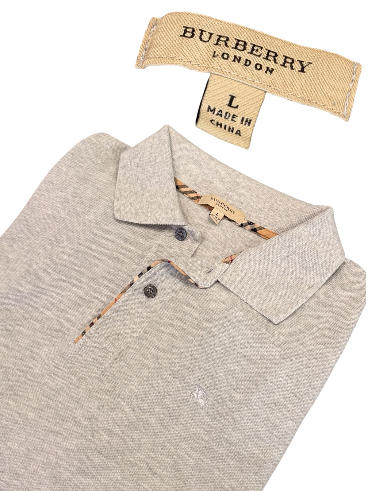 Burberry - Polo - Heather Gray - Size L - Preowned