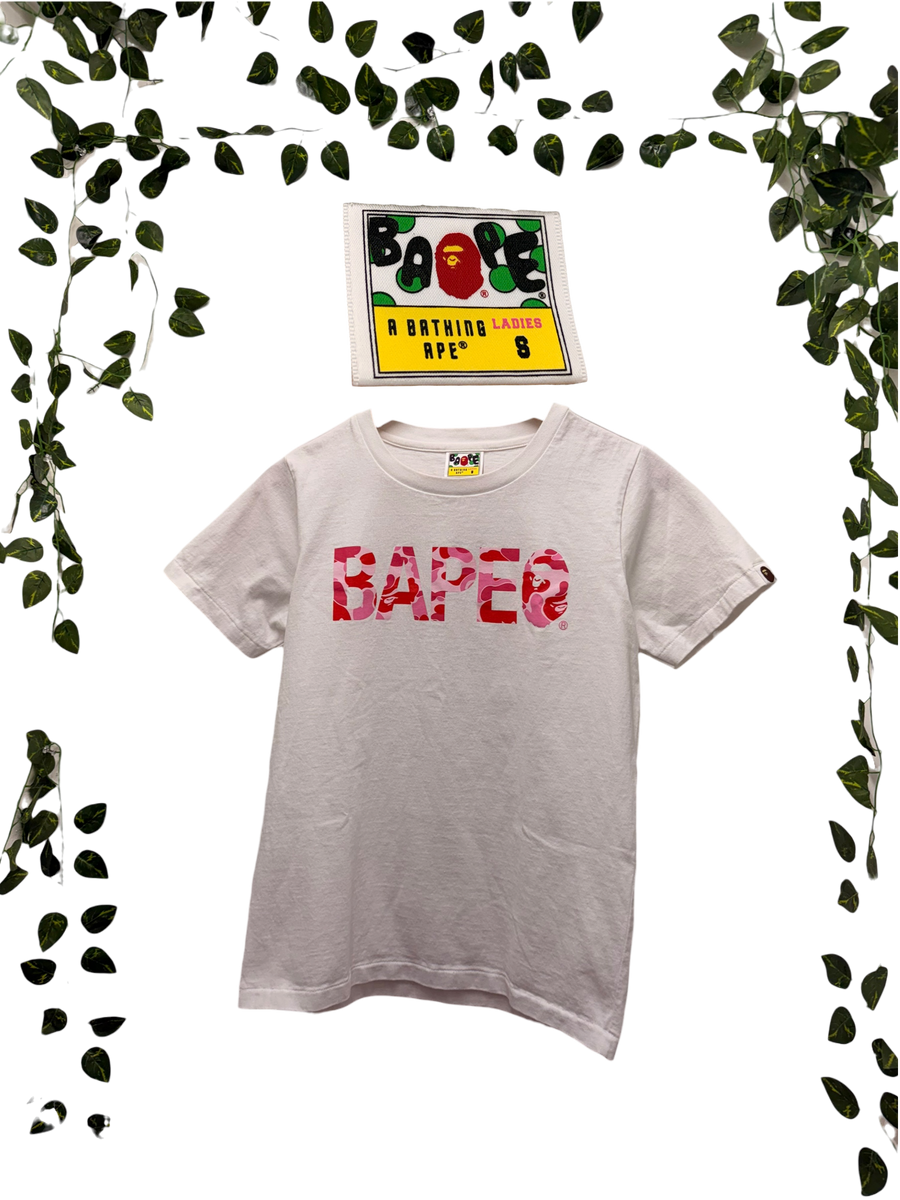 BAPE - Pink Camo Logo Tee - White