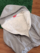 Load image into Gallery viewer, SUPREME - Grey Mini Box Logo Floral Thermal Zip Up Hoodie - Large (Fits Medium) - PreOwned
