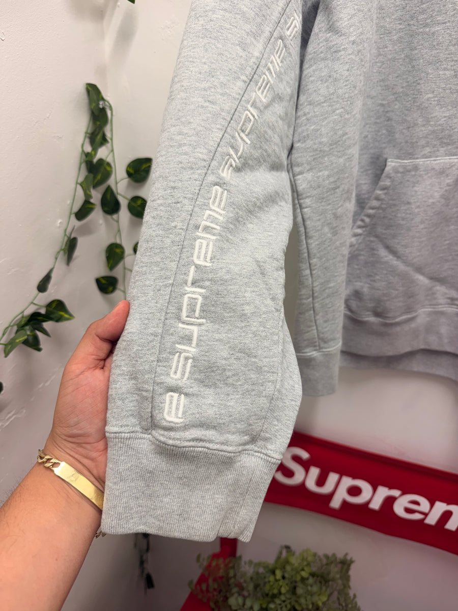 Supreme - Text Stripe Hoodie - Heather Grey