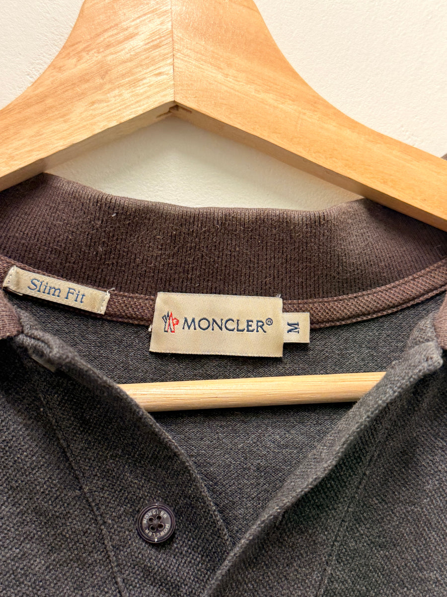 Moncler - Long Sleeve Polo - Charcoal Slim Fit -