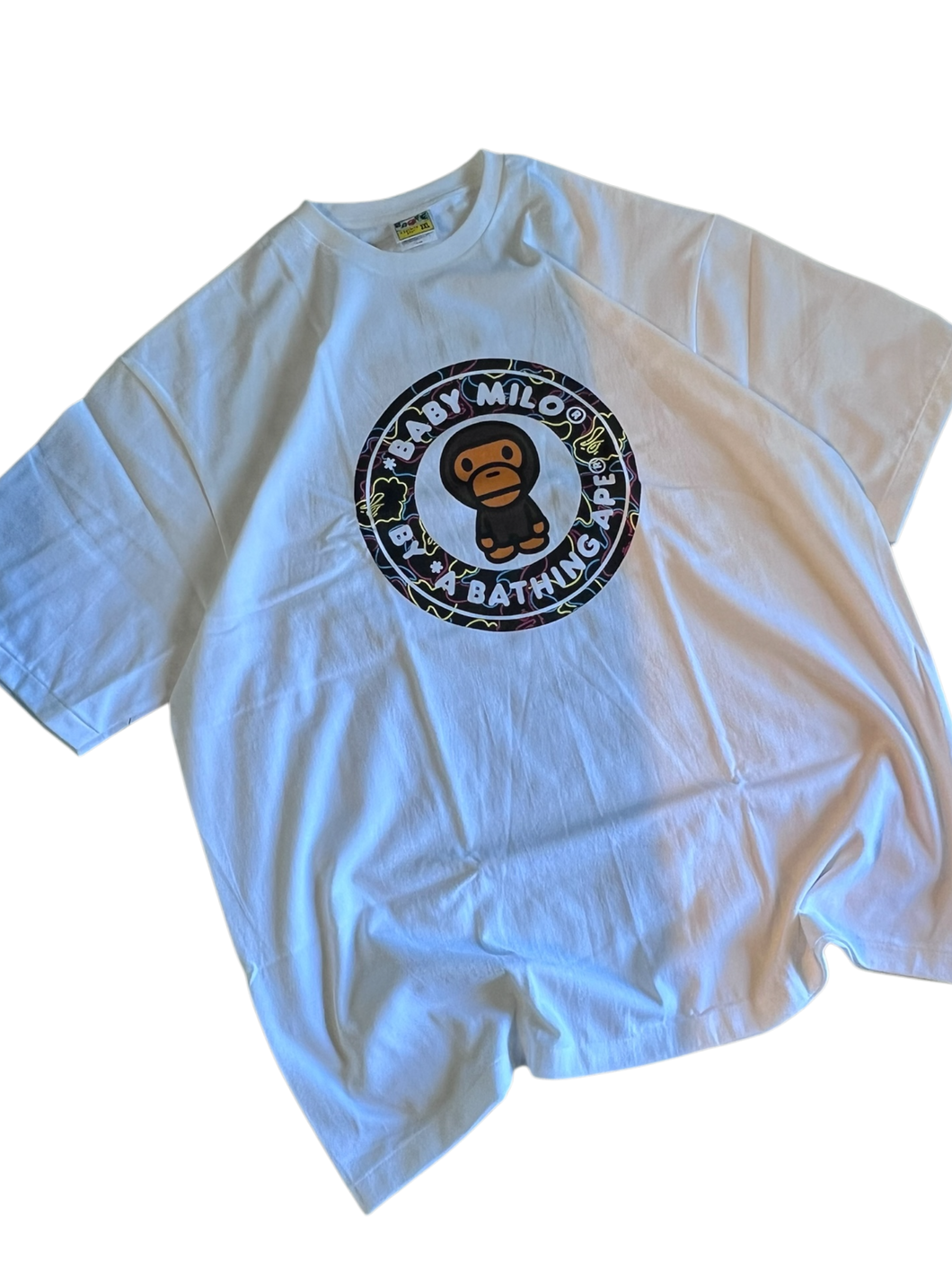 BAPE Baby Milo Neon Circle Logo White Tee (Size 3XL)