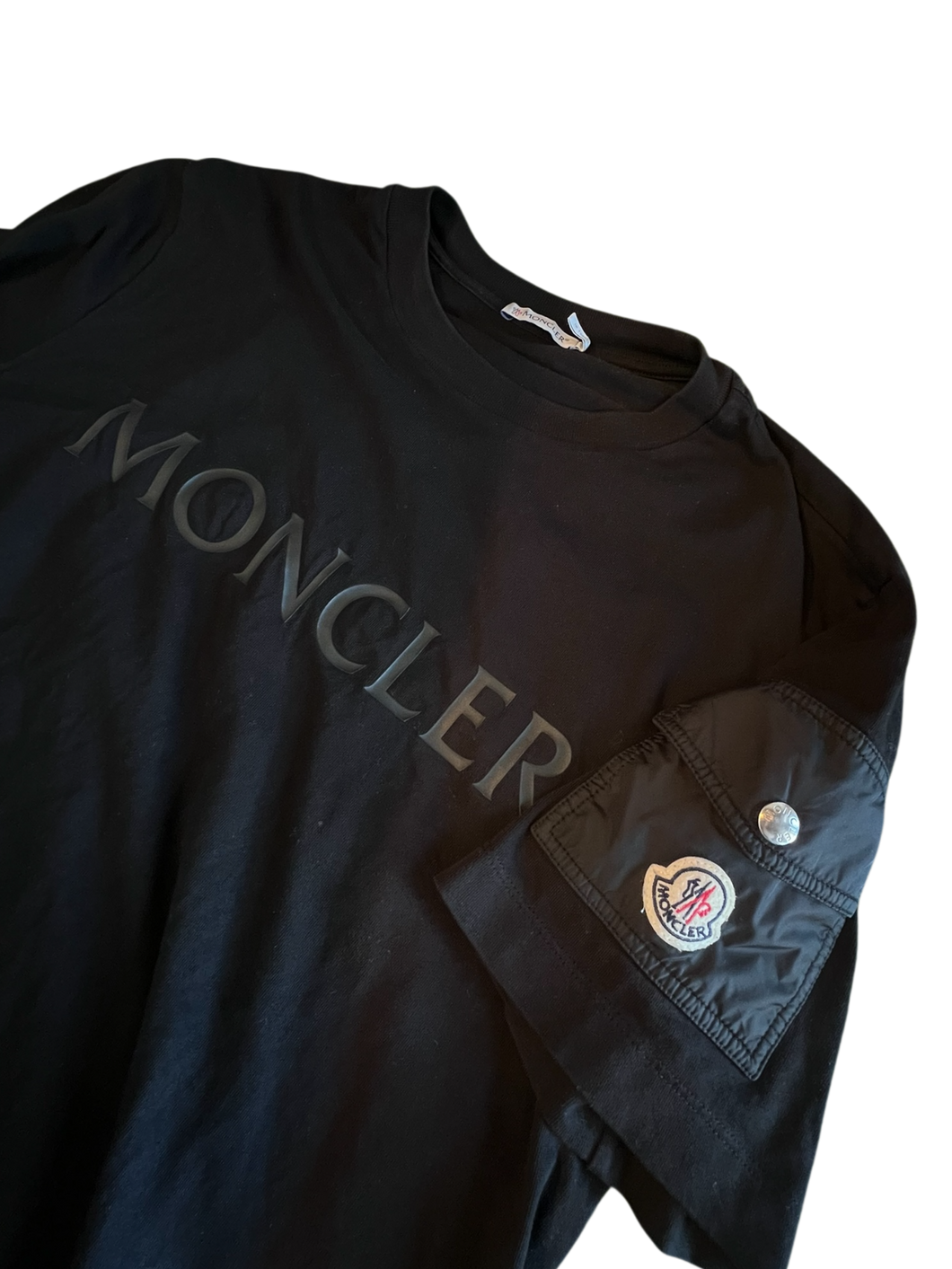 Moncler Logo Black Pocket Tee Size Medium (SOLD U SLEPT)