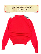 Load image into Gallery viewer, Burberry - Red Check Shoulders Crewneck - Size M - Preowned
