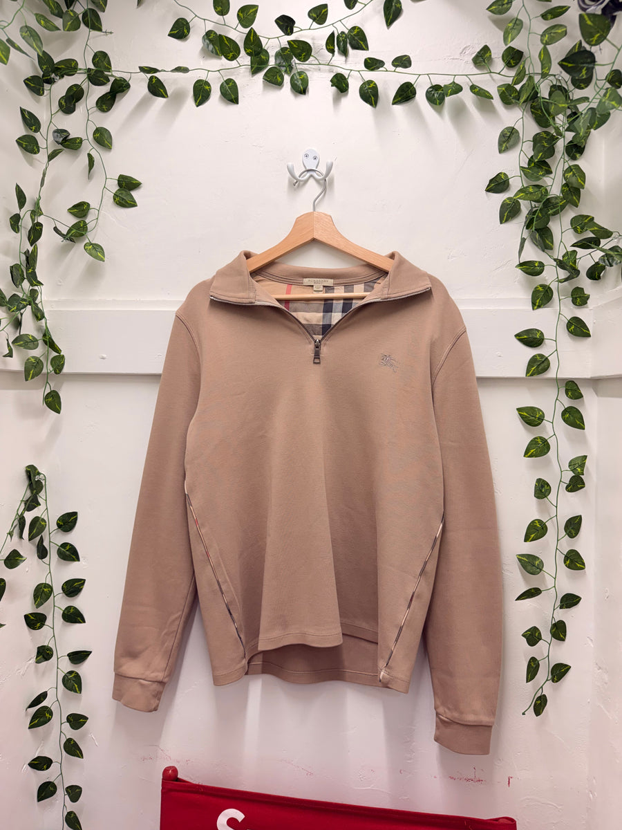 Burberry - Quarter Zip Pullover - Beige Check Sides