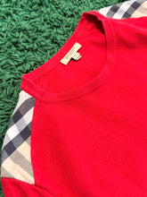 Load image into Gallery viewer, Burberry - Red Check Shoulders Crewneck - Size M - Preowned
