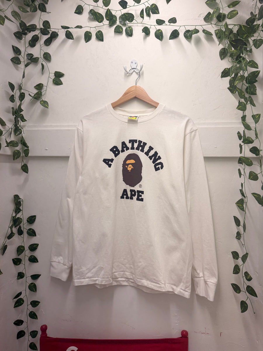 BAPE - College Long Sleeve - White