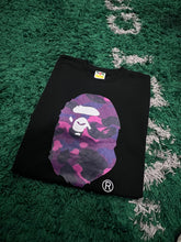 Load image into Gallery viewer, BAPE Purple Camo Ape Black T-Shirt Size XL
