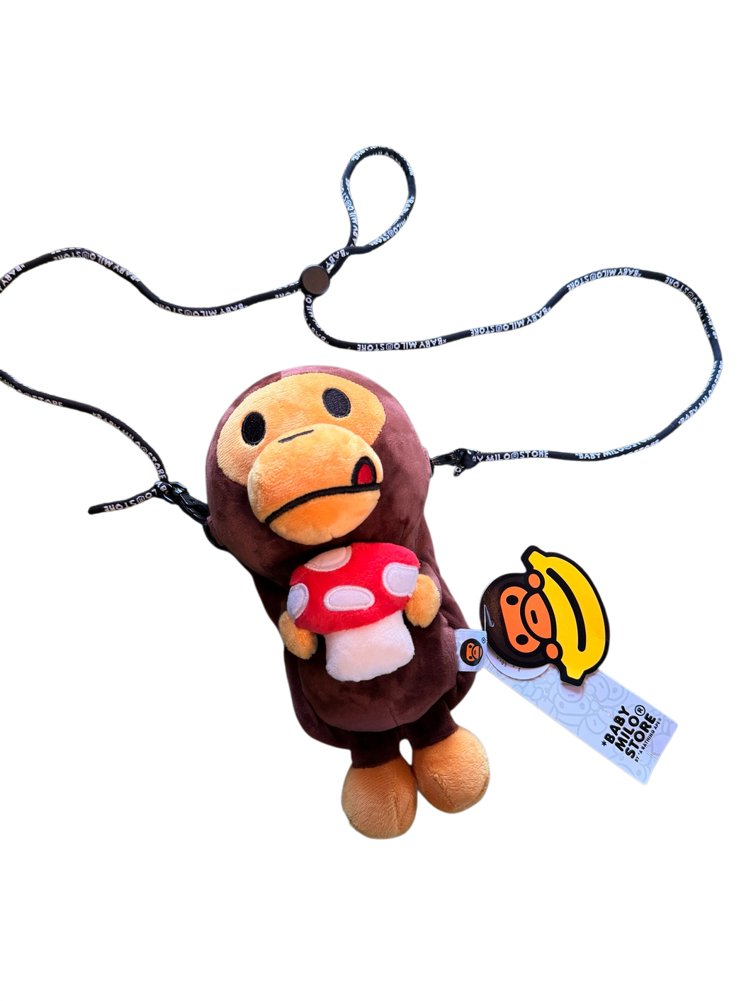 BAPE Baby Milo Mushroom Plush Crossbody Bag – Adjustable Size - Brand NEW -
