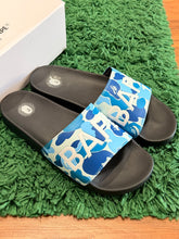 Load image into Gallery viewer, BAPE - Blue ABC Camo Logo Slides - Size 7M /- Brand New
