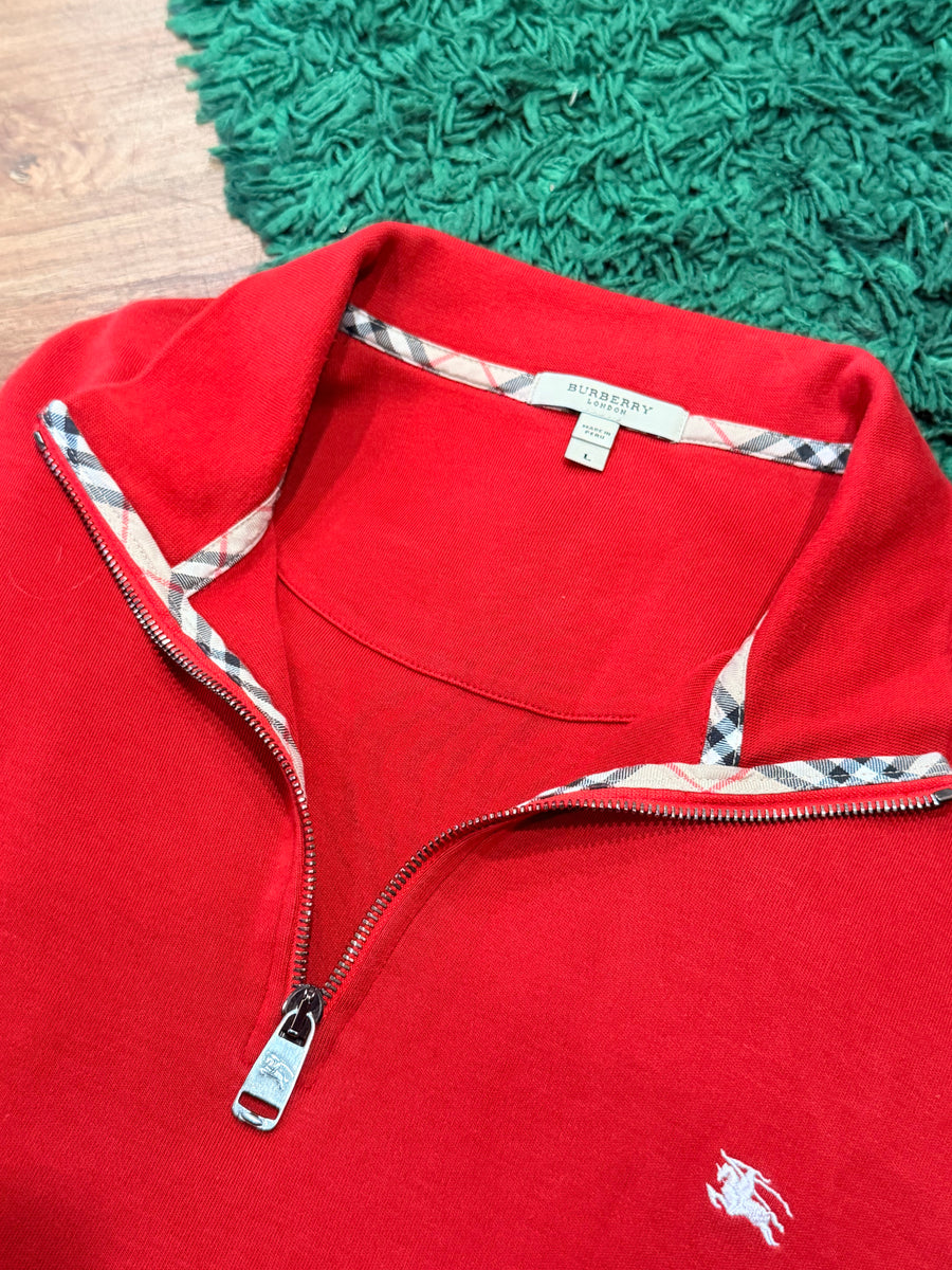 Burberry London Quarter Zip - Red - Size L - Preowned