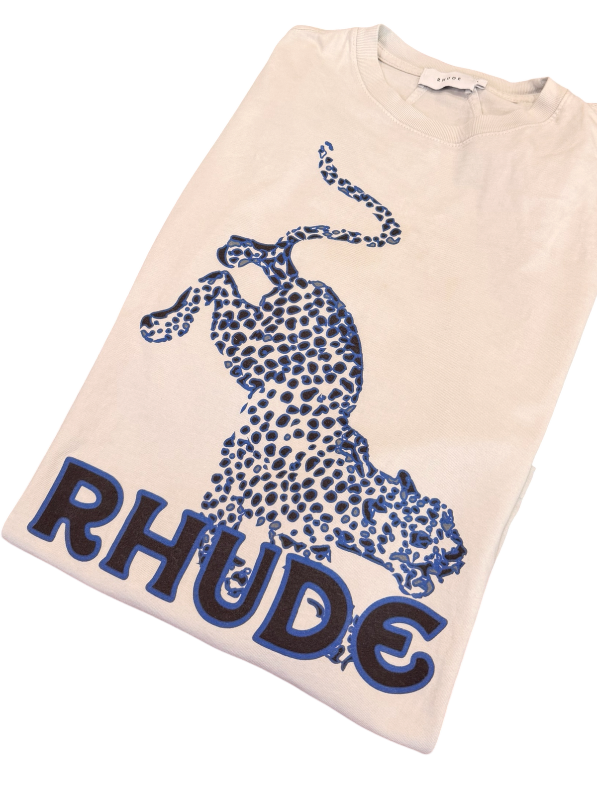 Rhude - Tee - Blue Leopard Graphic - Size L - Preowned