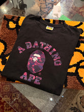 Load image into Gallery viewer, BAPE Purple Camo Ape Head Logo Black Tee (XL)
