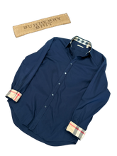 Load image into Gallery viewer, Burberry - Dark Navy Button-Up Shirt - Size Medium

