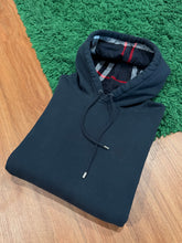 Load image into Gallery viewer, Burberry - Dark Navy Check Lined Hoodie - Size Small
