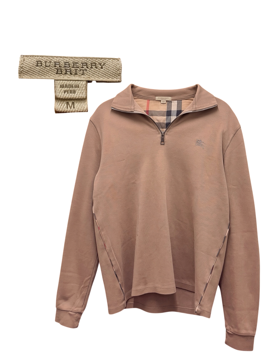 Burberry - Quarter Zip Pullover - Beige Check Sides