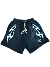 Load image into Gallery viewer, HELLSTAR - Washed Black Flame Sweatshorts - Small / Large - Brand New
