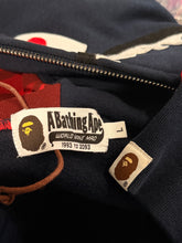 Load image into Gallery viewer, BAPE - Navy Red Camo Shark Full Zip Hoodie - Size Large
