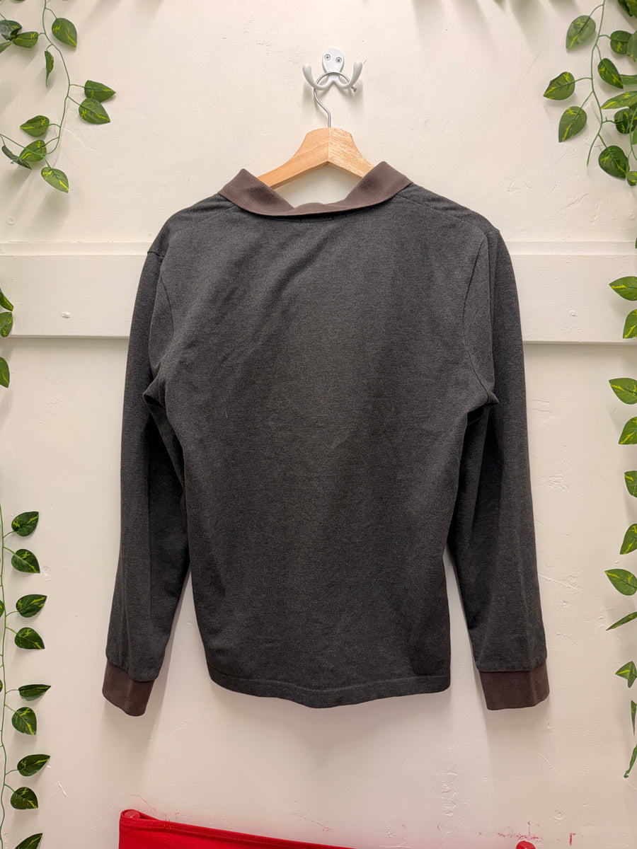 Moncler - Long Sleeve Polo - Charcoal Slim Fit -