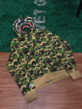 Load image into Gallery viewer, BAPE Double Shark Full Zip Hoodie – Green Camo – Size Large – PreOwned
