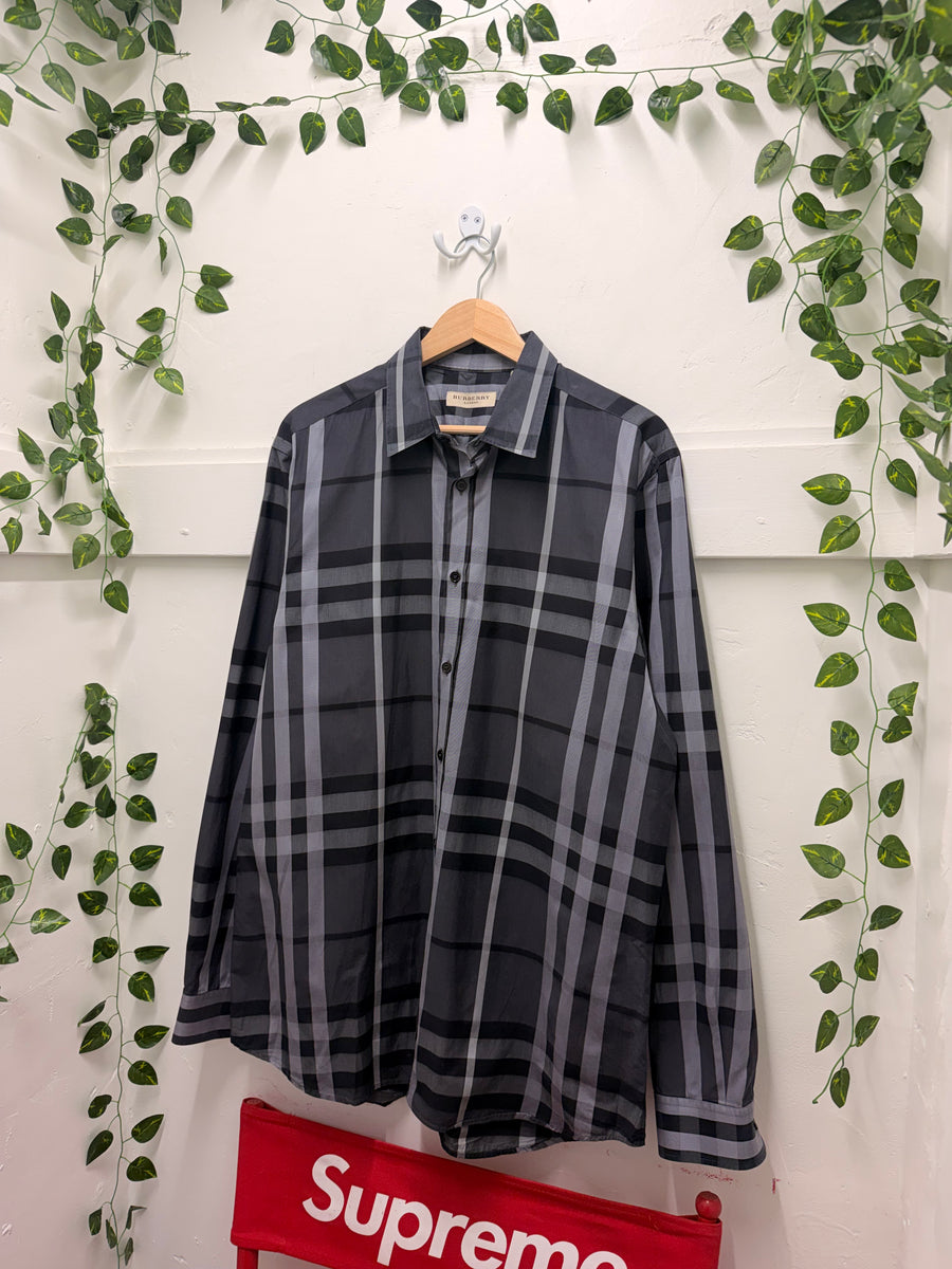 Burberry - Check Shirt Button Up - Grey Black