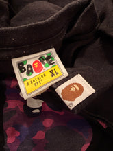 Load image into Gallery viewer, BAPE Purple Camo Ape Head Logo Black Tee (XL)
