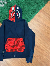 Load image into Gallery viewer, BAPE - Navy Red Camo Shark Full Zip Hoodie - Size Large
