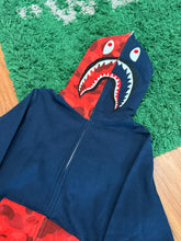 Load image into Gallery viewer, BAPE - Navy Red Camo Shark Full Zip Hoodie - Size Large
