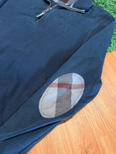 Load image into Gallery viewer, Burberry - Navy Quarter Zip Check Elbow Sweatshirt - Size Large - Retail $595
