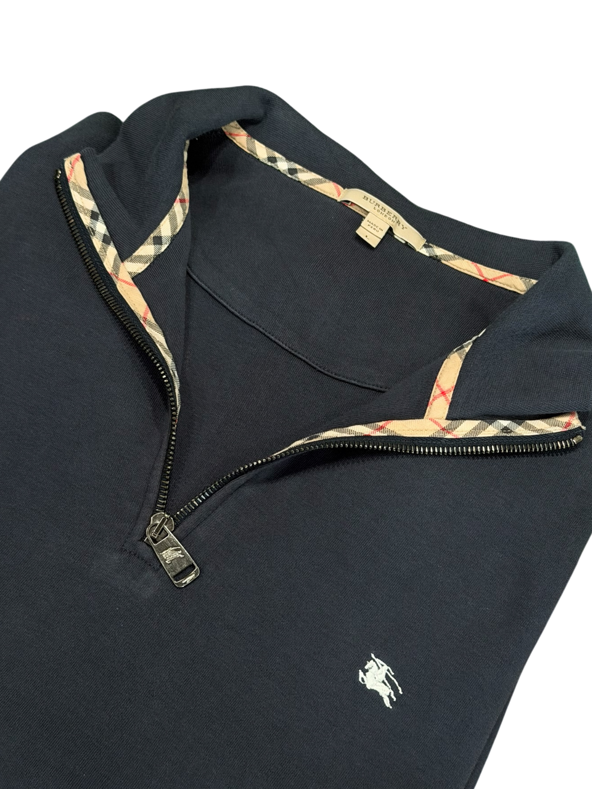 Burberry - Quarter Zip - Navy - Size L - Preowned