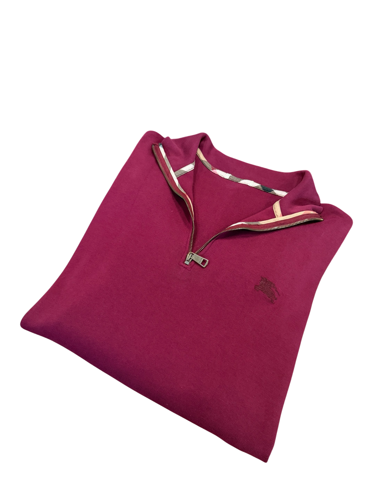 Burberry - Quarter Zip - Burgundy - Size XXL - Preowned -