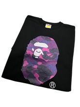 Load image into Gallery viewer, BAPE Purple Camo Ape Black T-Shirt Size XL
