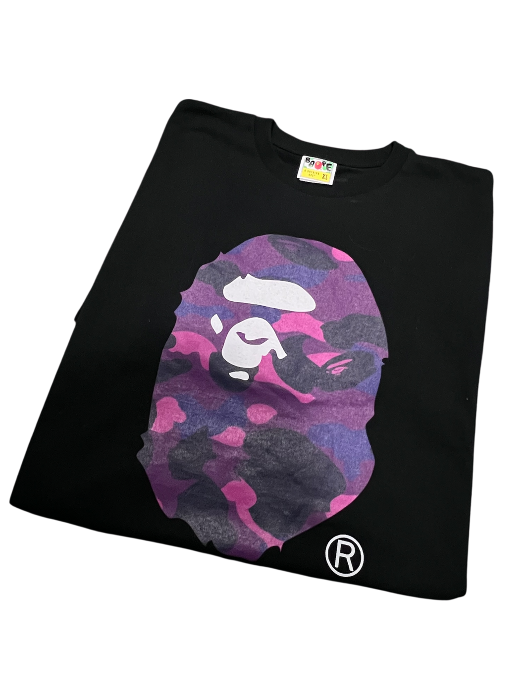 BAPE Purple Camo Ape Black T-Shirt Size XL